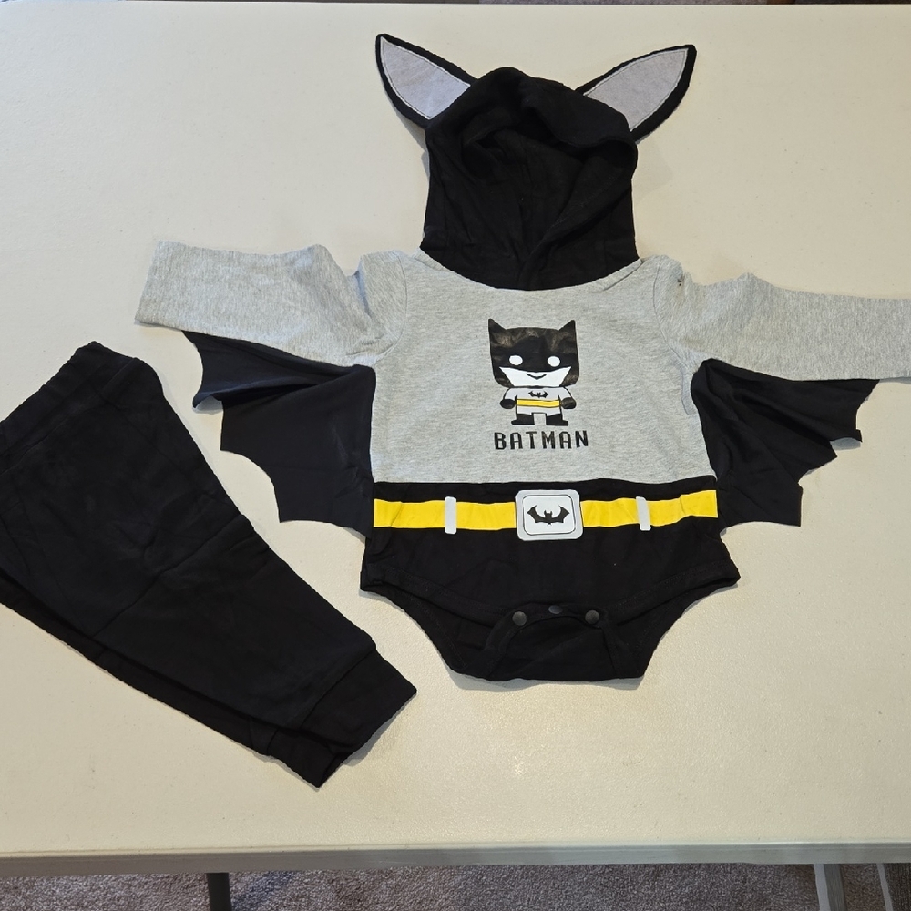 Batman Kids Outfit - Gray and Black, Size 3-6 Months. NEW